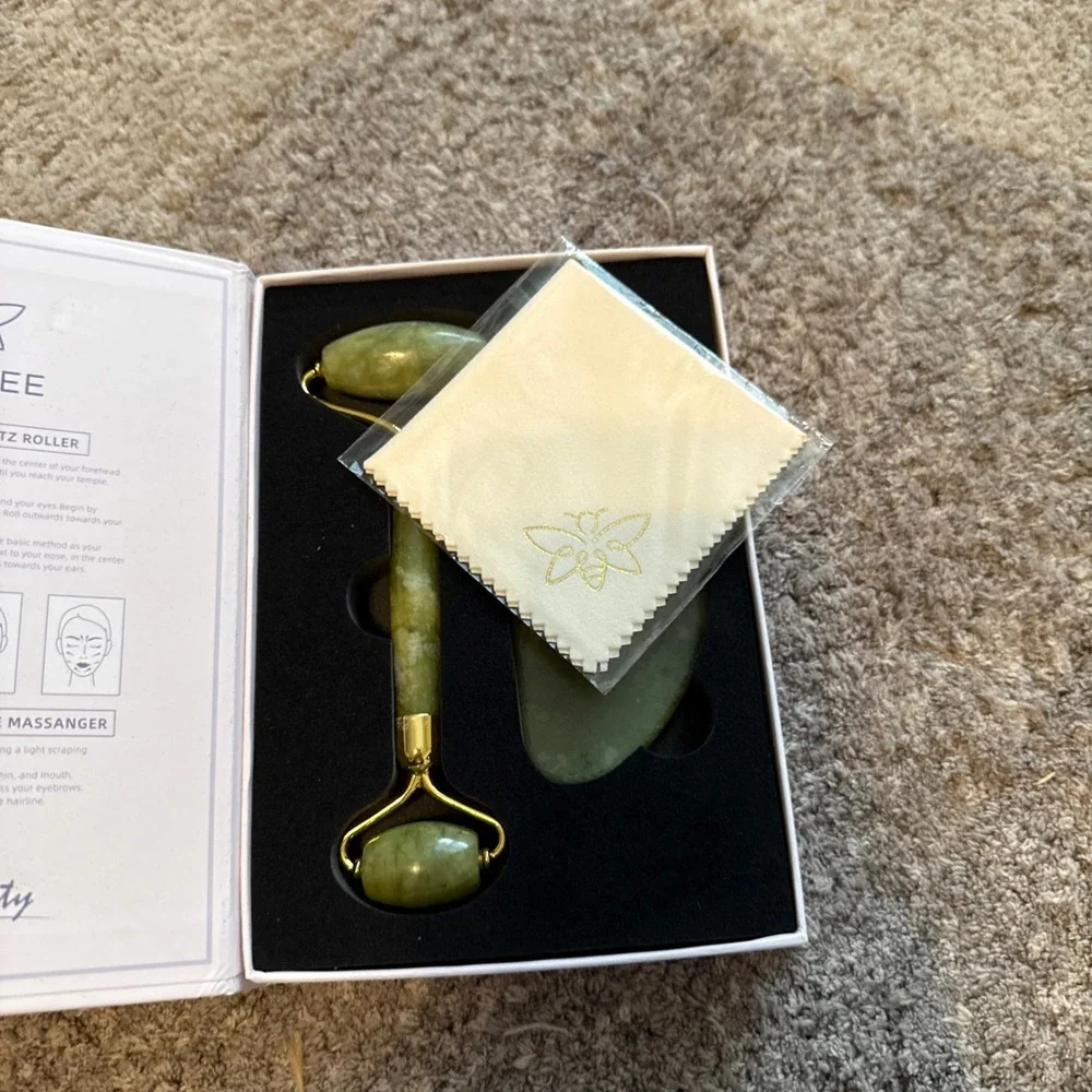 HANABEE Original Quartz Roller Gua Sha Set Anti‎ Aging Skin Care Tool New